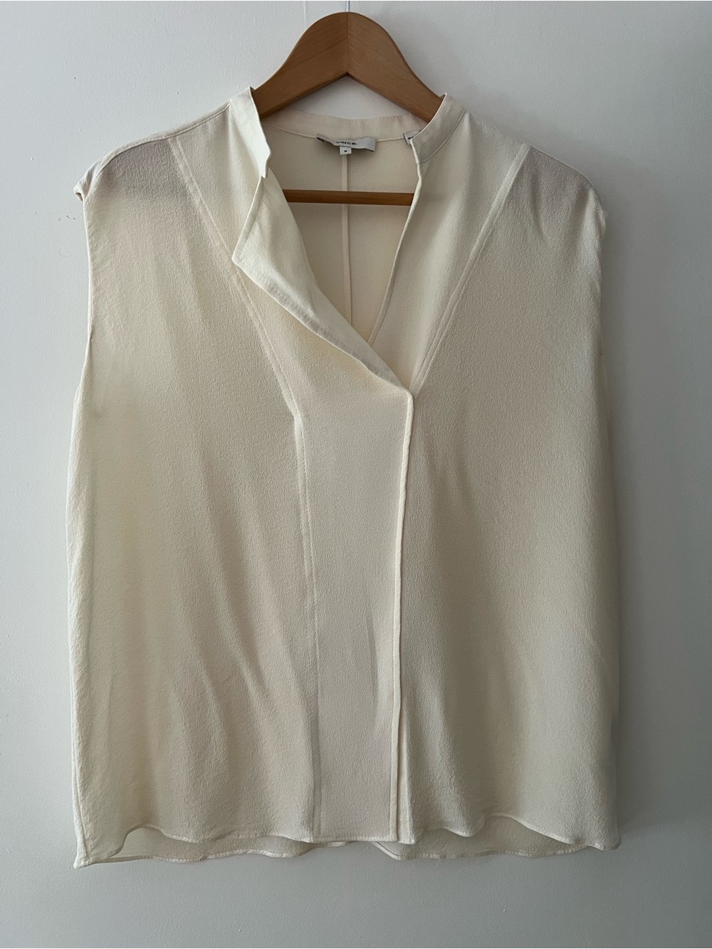 Vince Silk Cream Sleeveless Blouse